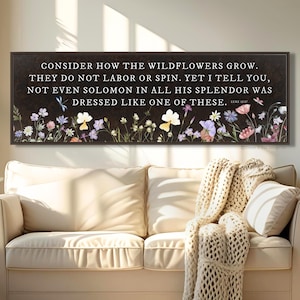 Wildflowers Scripture Sign: Rustic Christian Wall Art