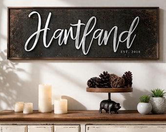 Personalized Family Name Sign, Rustic Farmhouse Last Name Wall Art, Established Date Signs