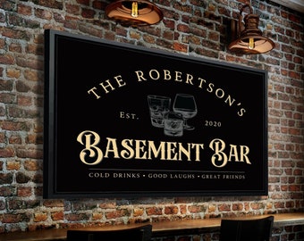 Basement Bar Sign For Home Bar Personalized Lower Level Lounge Sign Rustic Bar Wall Decor Bar & Lounge Signs Downstairs Pub Wall Hangings
