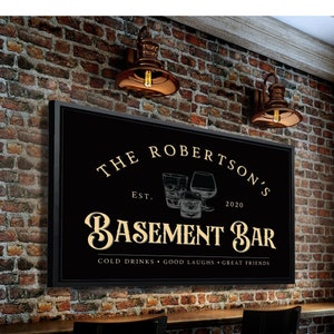 Basement Bar Sign For Home Bar Personalized Lower Level Lounge Sign Rustic Bar Wall Decor Bar & Lounge Signs Downstairs Pub Wall Hangings