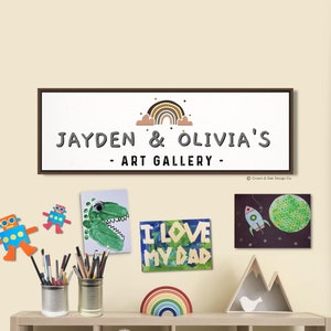 Personalized Kids Art Gallery Sign, Playroom Wall Decor