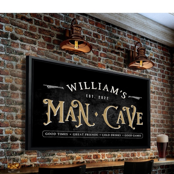 Man Cave Sign Personalized Man Cave Decor Mancave Bar Sign For Home Bar Guys Sports Room Wall Art Husband Gift Guy Gift For Him