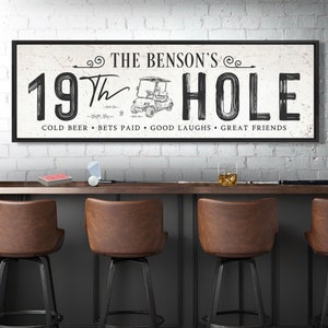 Personalized 19th Hole Golf Bar Sign: Rustic Sports Room Decor