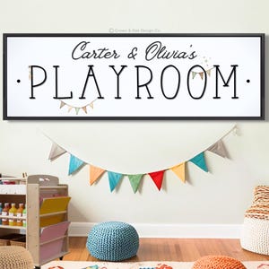 Playroom Sign With Names Personalized Play Room Wall Decor Kids Name Signs For Nursery Playtime Print Boho Playroom Decor Kids Room Art