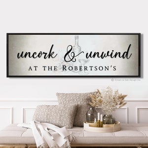 Uncork And Unwind Sign Personalized Wine Sign Rustic Wine Bar Decor Modern Farmhouse Uncork & Unwind Wine Cellar Room Wall Decor