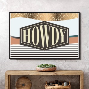 Howdy Sign, Retro Western Wall Decor, Trendy Country Living Print