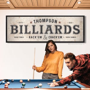 Personalized Billiards Room Sign: Pool Hall Decor, Game Room Wall Art
