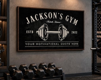 Letrero personalizado para gimnasio en casa, decoración motivacional para la pared del gimnasio, letreros para la sala de entrenamiento del hombre.