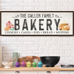Personalized Bakery Sign, Vintage Kitchen Wall Decor, Cupcake Design