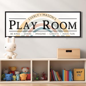 Playroom Sign For Kids Room Personalized Playroom Wall Decor Play Rules Print Children&#39;s Name Sign For Nursery Loft Decor