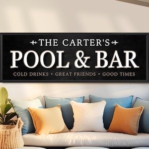 Personalized Pool & Bar Sign, Backyard Name Signs