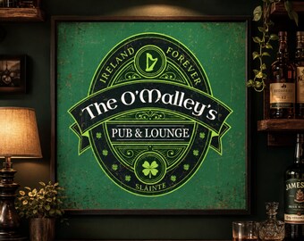 Personalized Irish Bar Sign, Ireland Wall Art, St Patricks Day Decor, Rustic Pub Signs