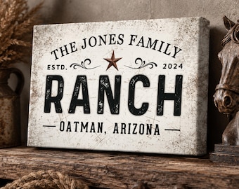 Personalized Ranch Sign, Farmhouse Family Name Sign, Western Wall Decor, Rustic Country Home Gift