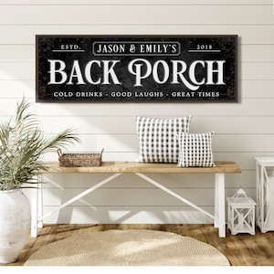 Personalized Back Porch Sign, Custom Family Name Patio Decor, Rustic Porch Wall Art 画像 4