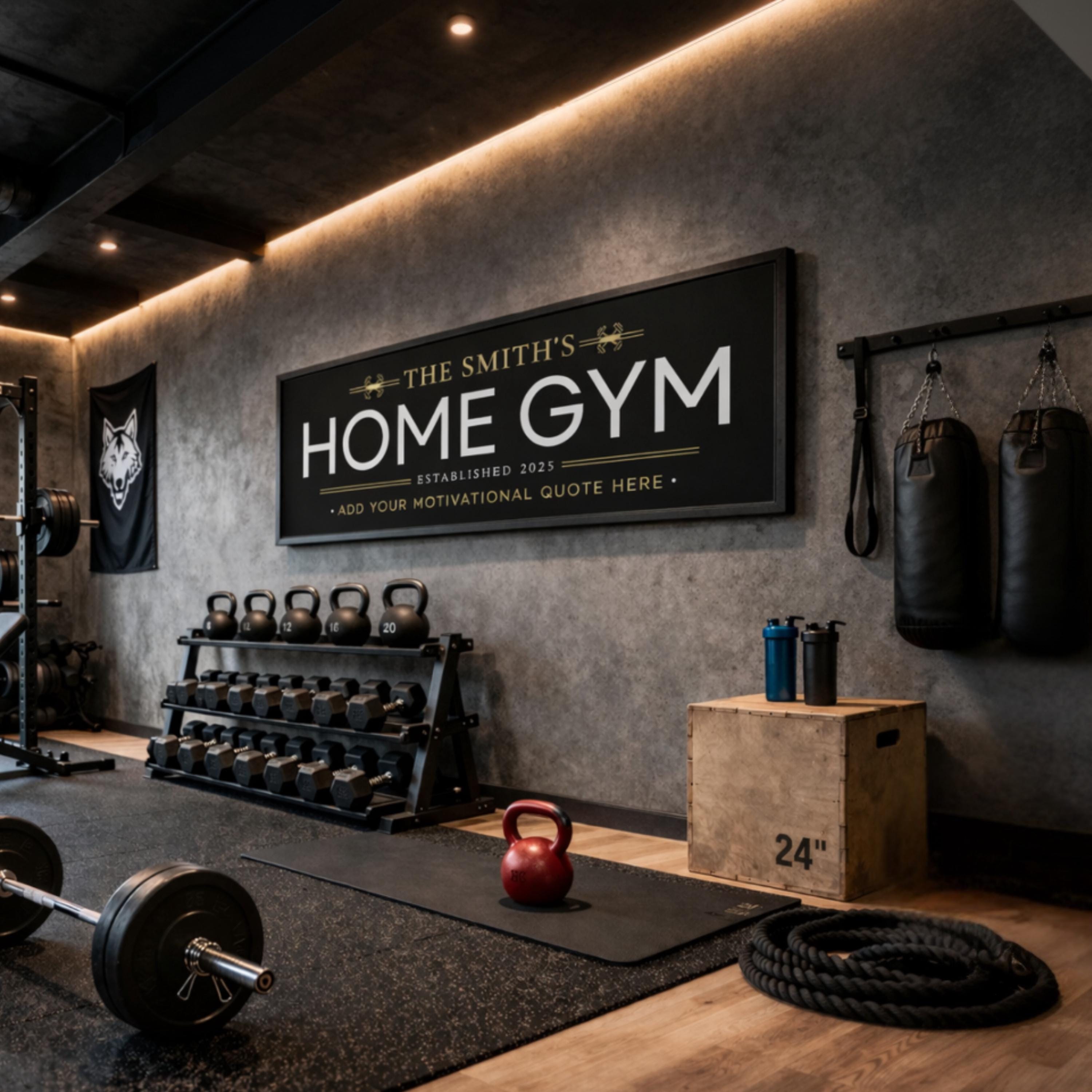 Personalized Gym Sign, Motivational Wall Decor, Home Gym Workout Room ...