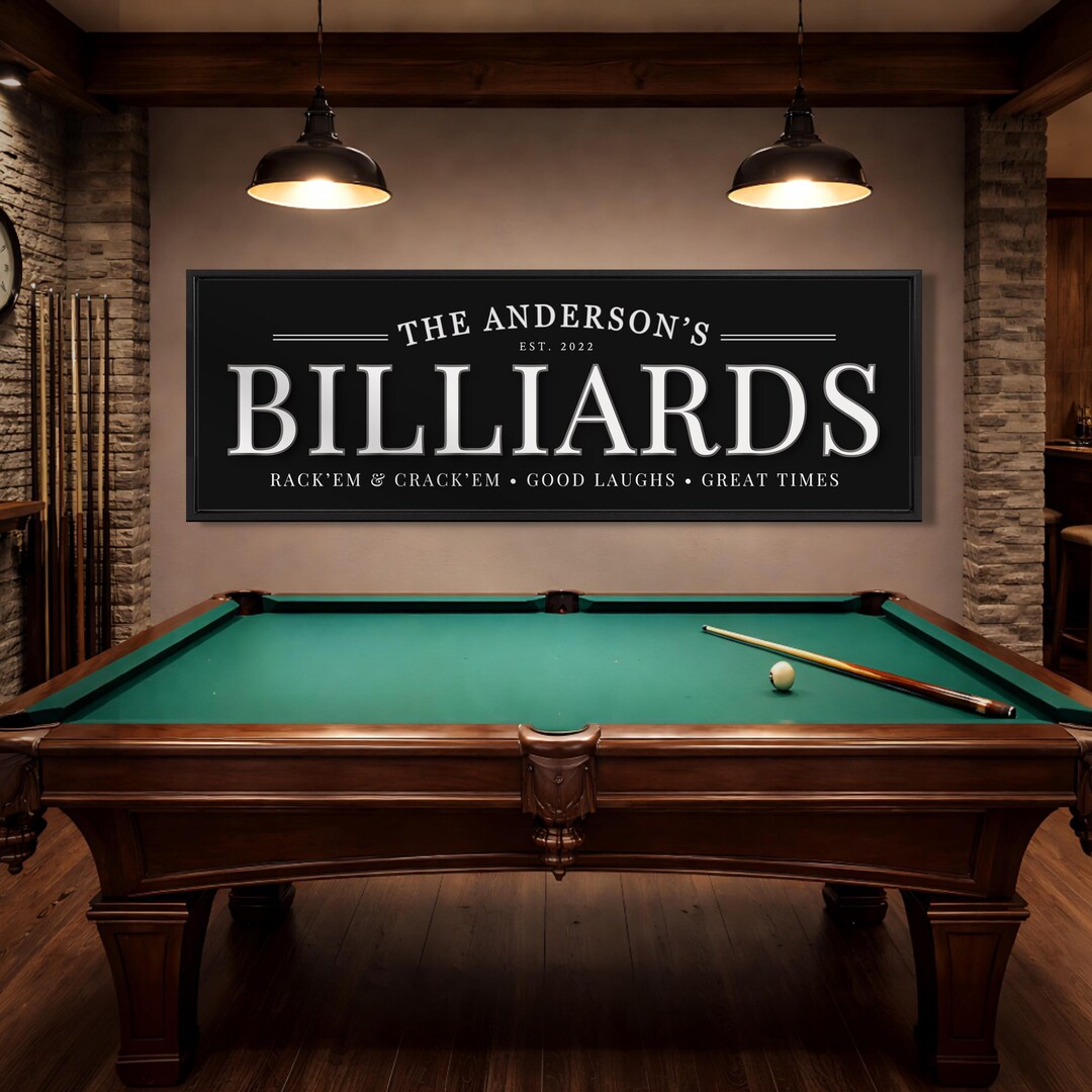 Pool Table Looking Sign Billiards Sign, Personalized Pool Table Decor, Modern Game Room Wall ...