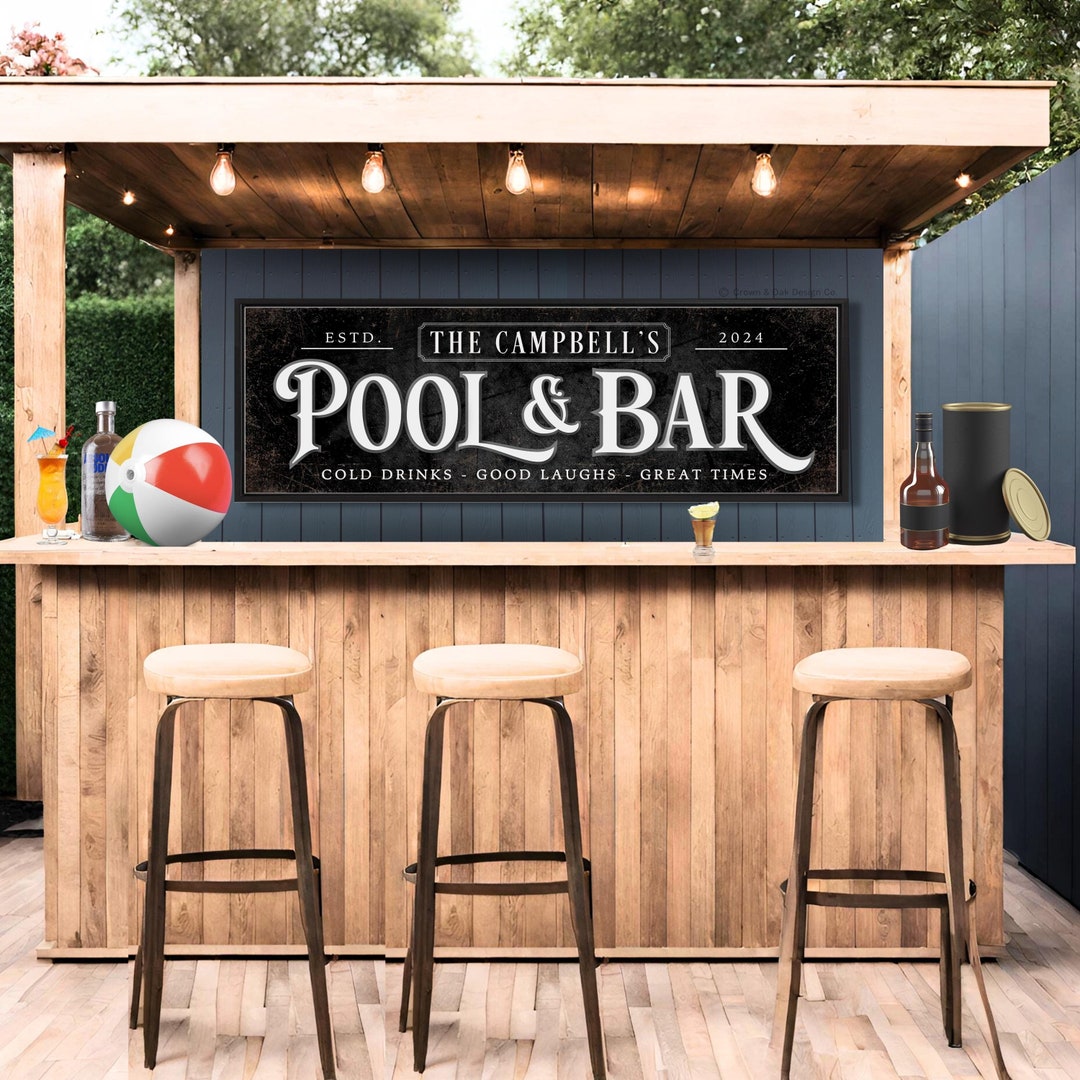 Personalized Pool & Bar Sign, Backyard Patio Decor - Etsy