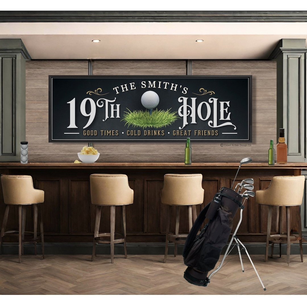 19th Hole Sign for Home Bar Personalized Golf Sign Bar & Lounge Wall ...