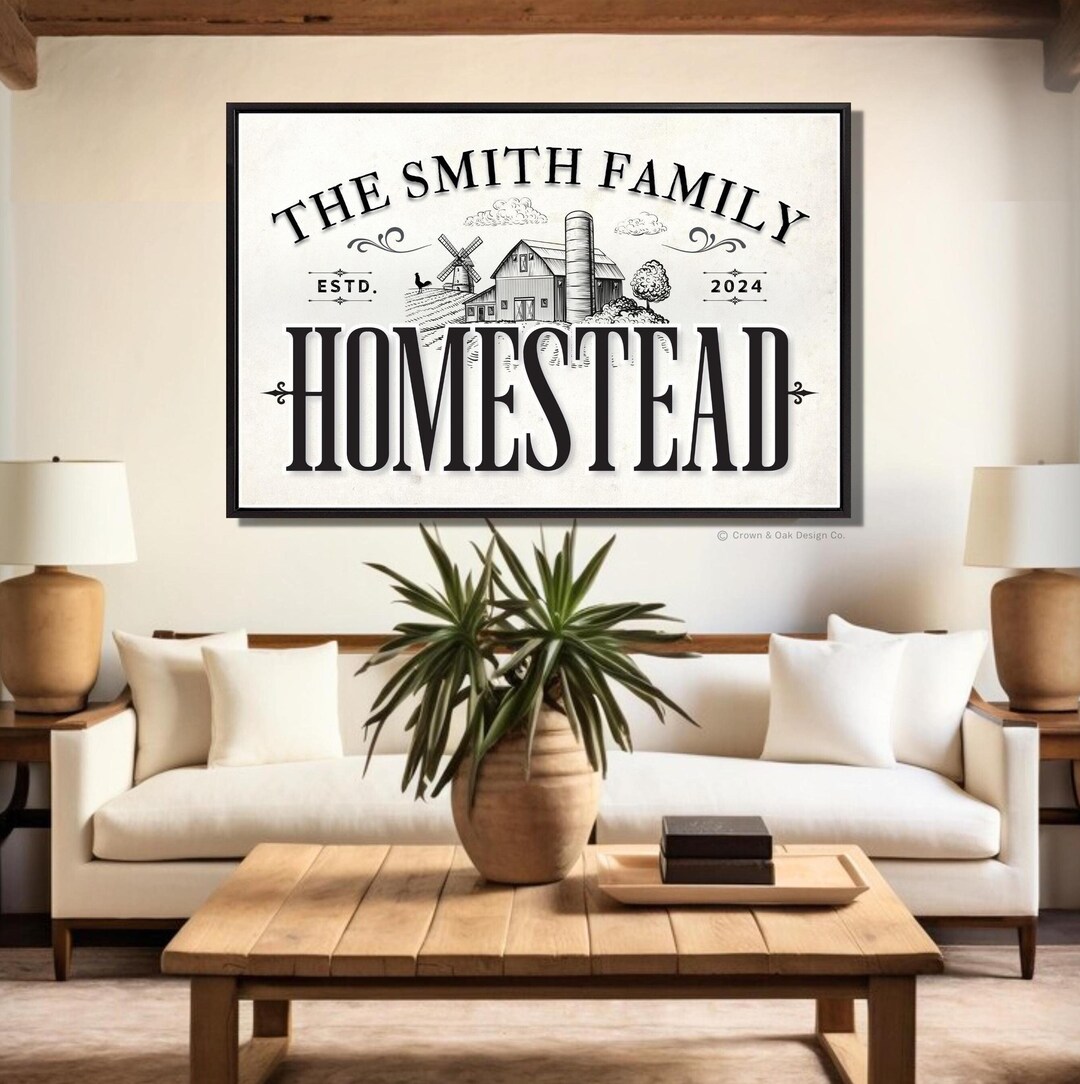 Homestead Sign Farmhouse Last Name Sign Rustic Farm Wall Decor Country ...