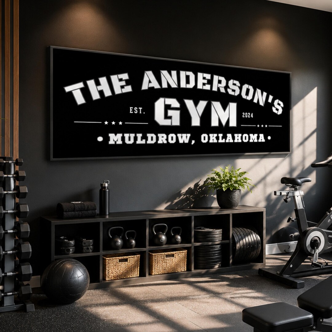 Personalized Home Gym Sign, Workout Room Wall Art, Motivational Fitness ...