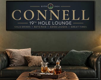 Personalized 19th Hole Golf Sign, Man Cave Wall Decor, Golf Simulator Room Art