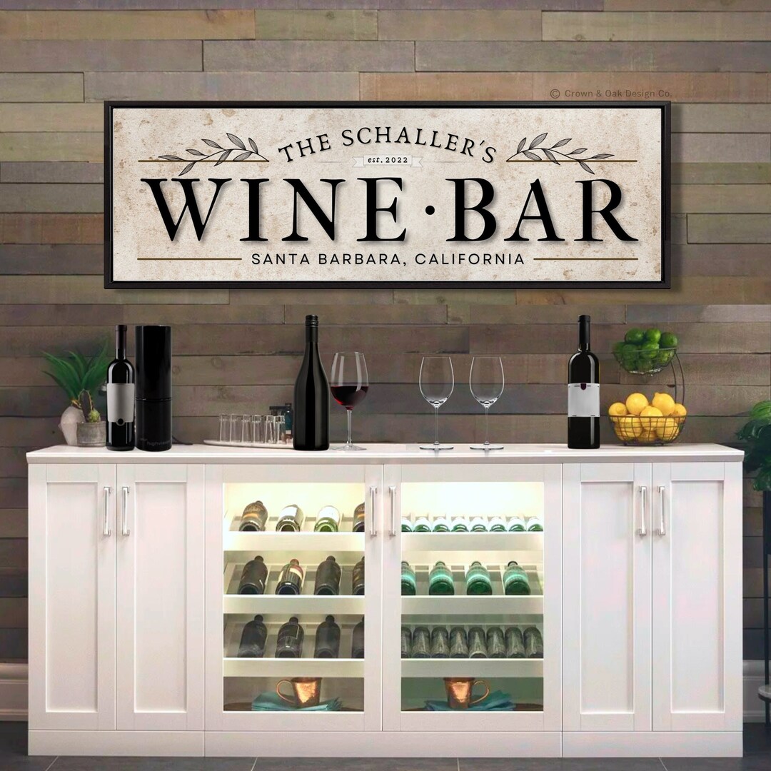 Wine Bar Sign Personalized Home Bar Sign for Wine Room Modern Etsy