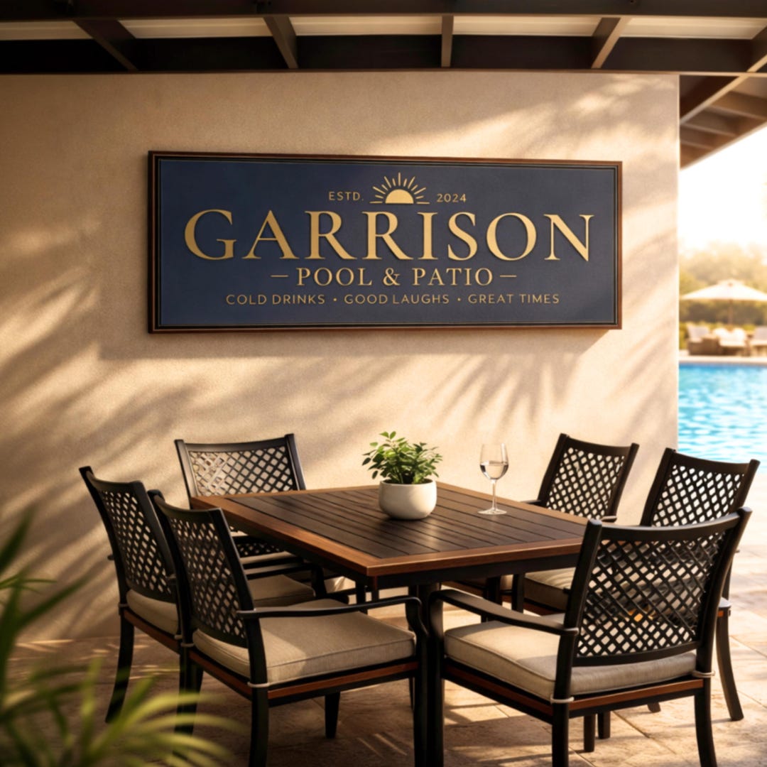 Pool Patio Sign, Personalized Backyard Bar Decor, Custom Poolside Signs ...
