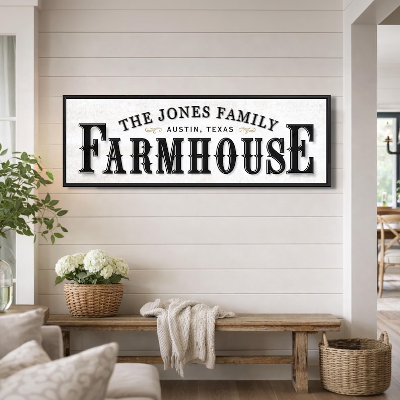 Farmhouse Family Name Sign, Personalized Last Name Signs, Rustic ...