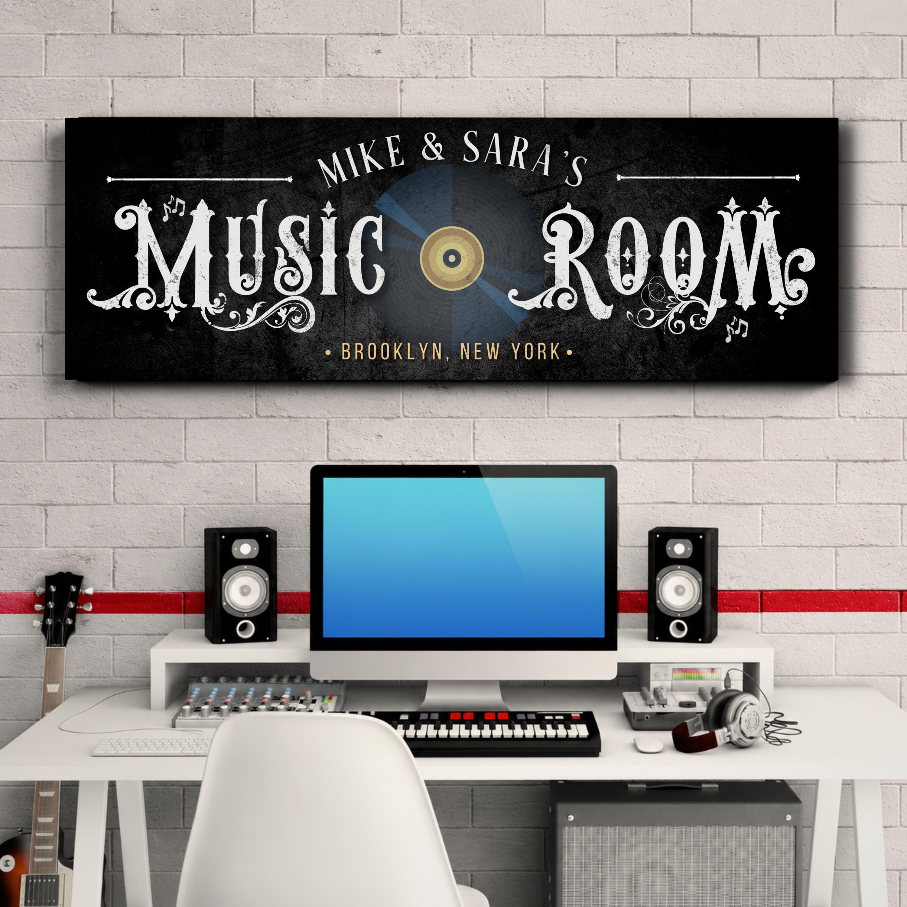 Music Studio Sign, Personalized Musician Wall Art, Vinyl Record