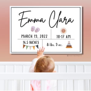 Baby Stats. Sign Square Baby Birth Stats Sign for Nursery Baby Welcome Home Gift Newborn ...