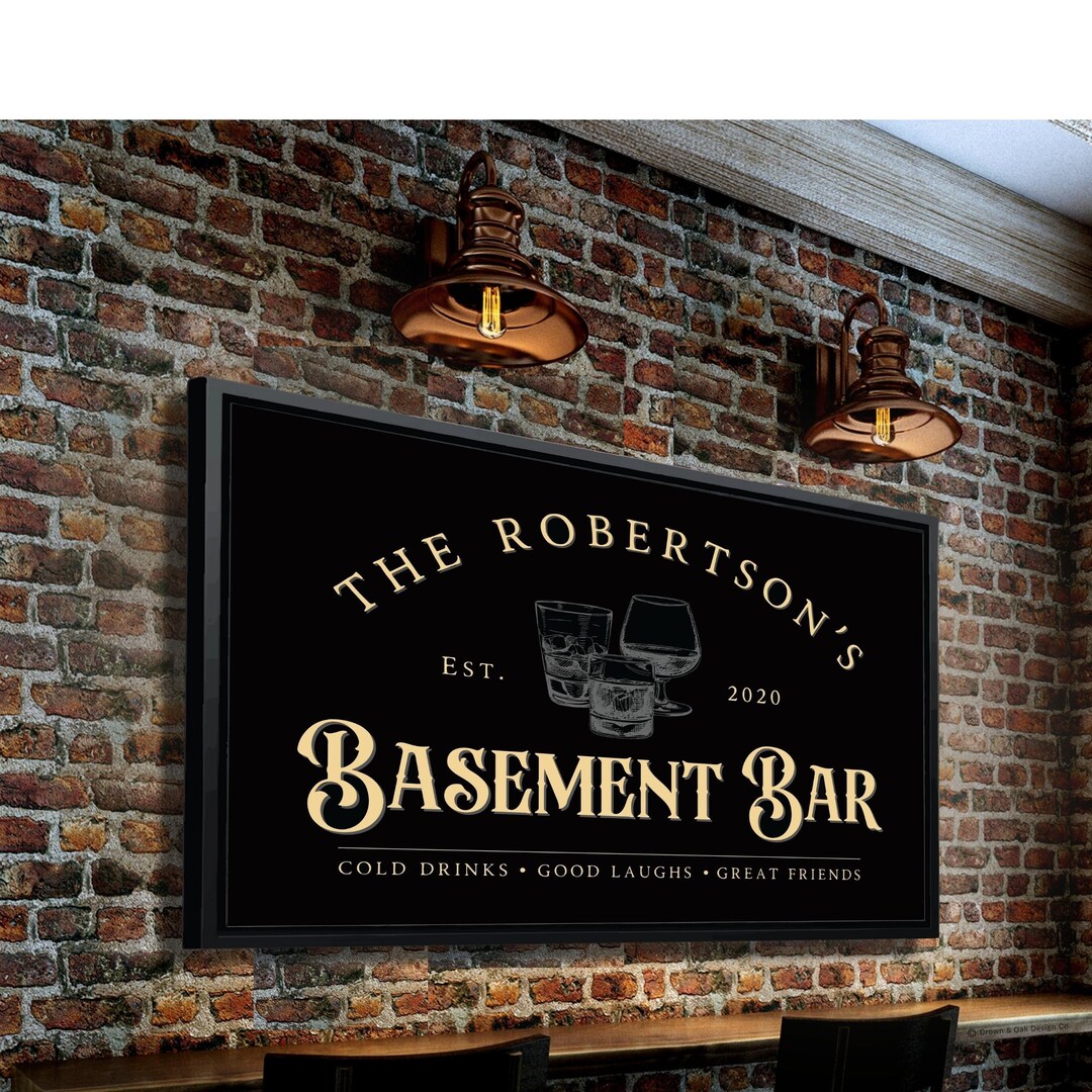 Basement Bar Sign for Home Bar Personalized Lower Level Lounge Sign