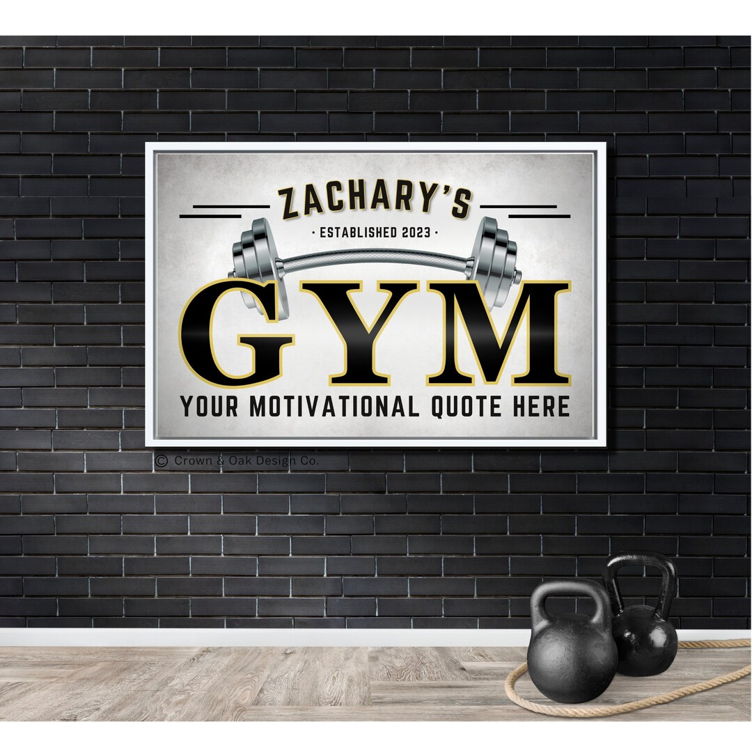 Gym Sign Personalized Home Gym Workout Room Wall Decor Motivational Gym