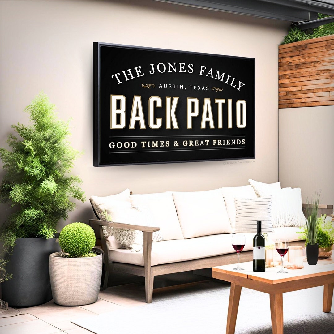 Back Patio Sign Personalized Patio Name Sign Back Deck Wall Decor