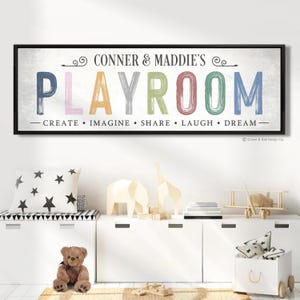 Personalized Playroom Sign, Custom Kids Name Wall Decor, Play Room Print