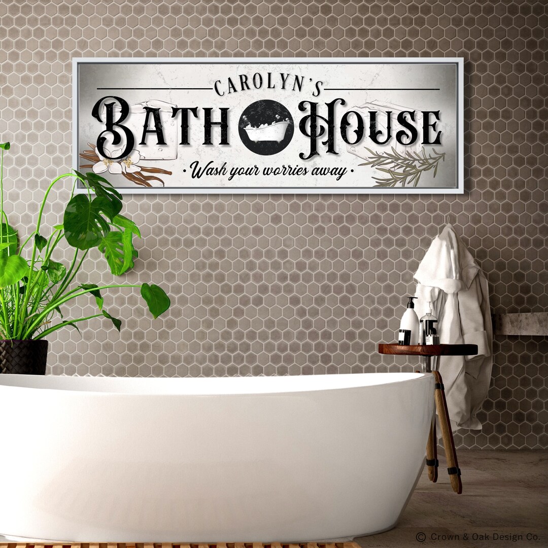 Personalized Rustic Farmhouse Bath Sign for Bathroom Wall Decor - Etsy