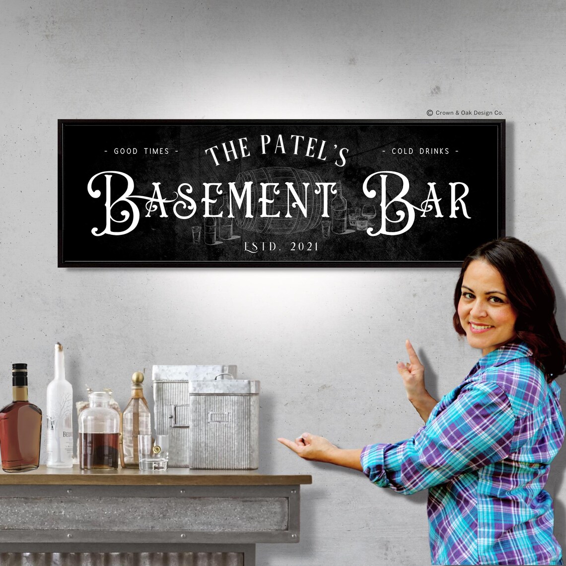 Basement Bar Sign for Home Bar Large Personalized Bar and Etsy
