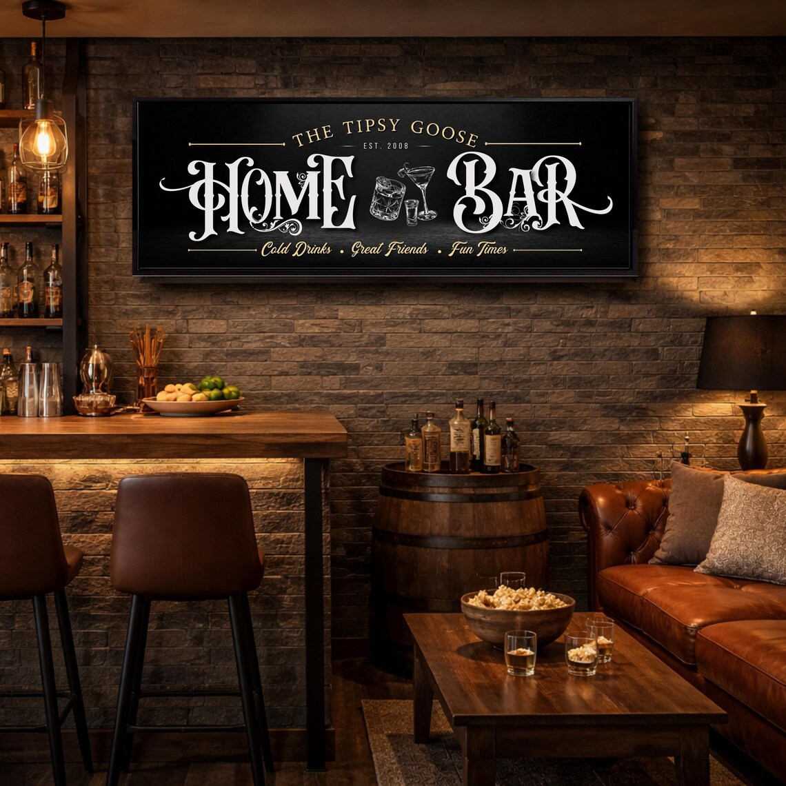 Personalized Home Bar Sign, Rustic Basement Bar Signs, Custom Lower ...