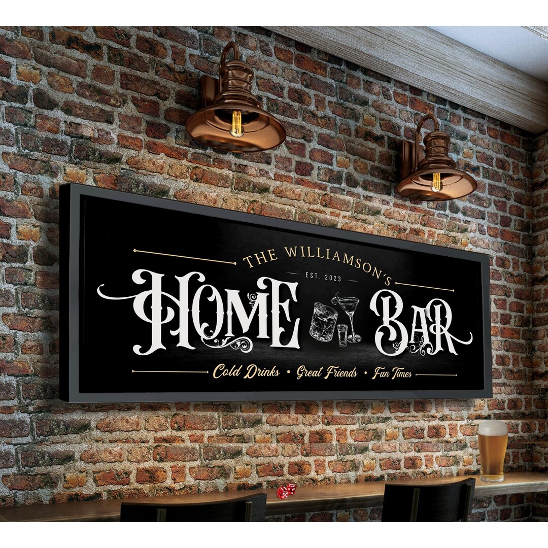 Personalized Home Bar Sign for Basement Bar Decor Etsy