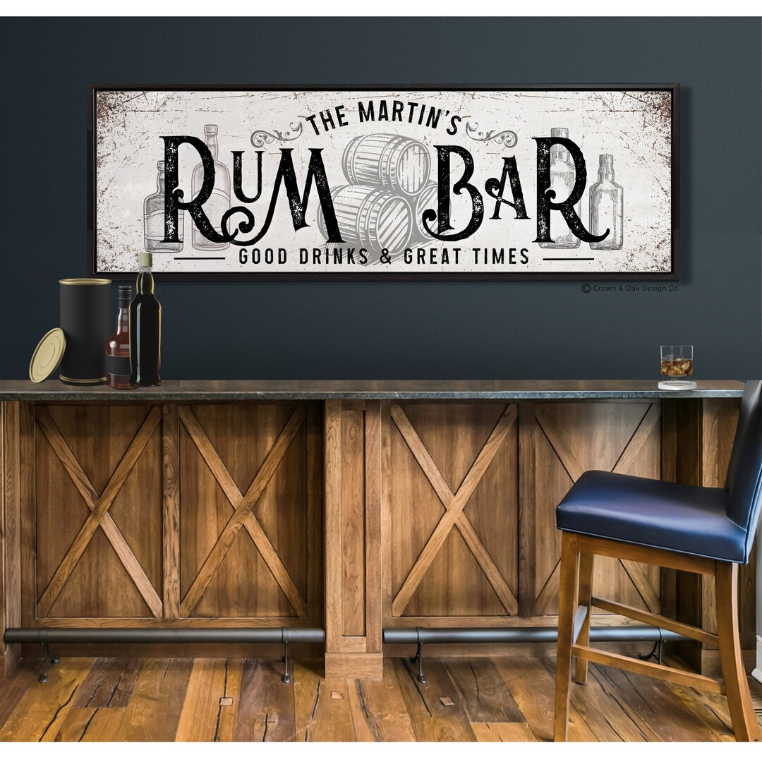 Rum Bar Sign for Home Bar Personalized Rustic Pub Decor Rum Etsy