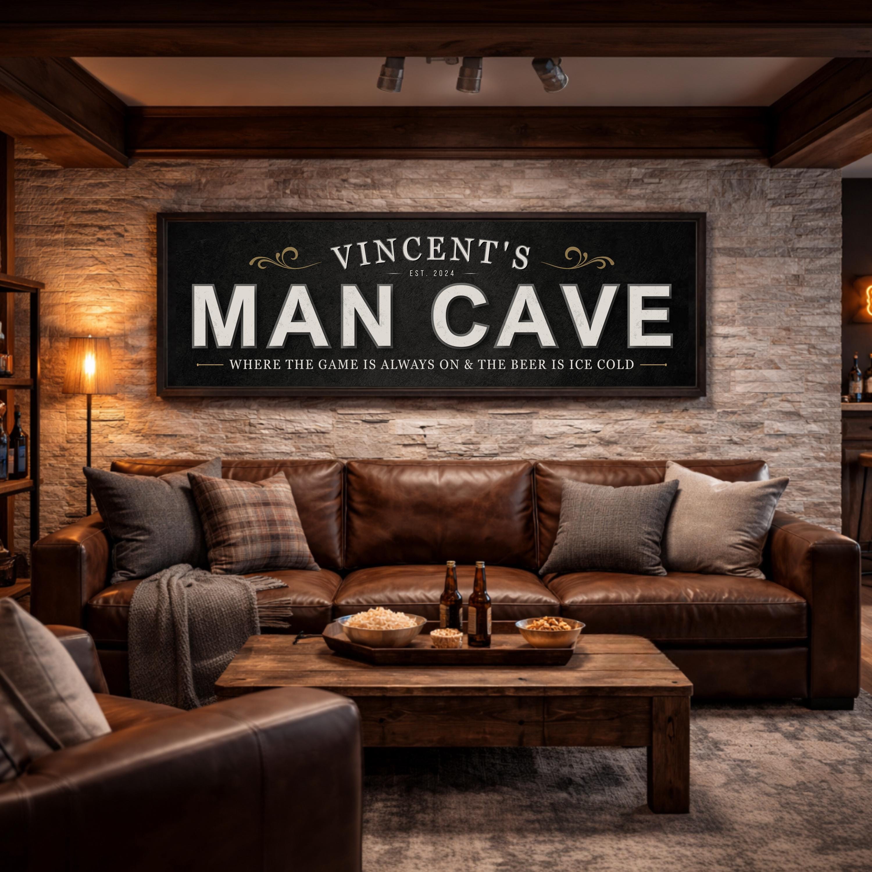 Man Cave Sign, Personalized Sports Room Wall Decor, Custom Lower