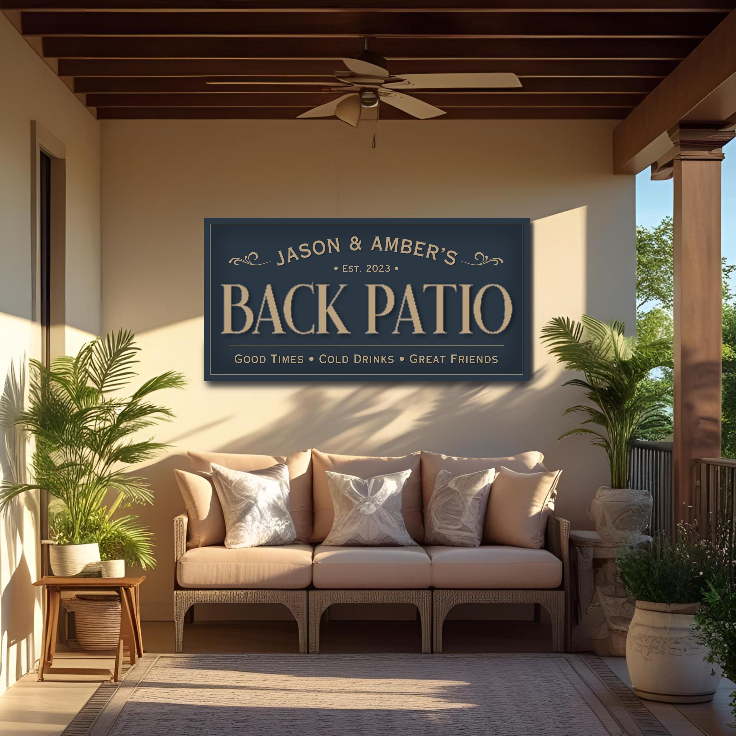Personalized Back Patio Sign, Custom Deck Family Name Signs, Porch Wall ...