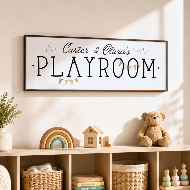 Play Room Lettering Family Playroom Sign, Personalized Playroom Wall Decor, Kids Room Signs ...