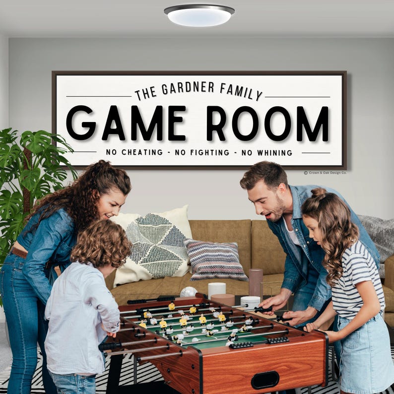 Personalized Family Game Room Sign, Custom Gaming Rules Print, Media ...