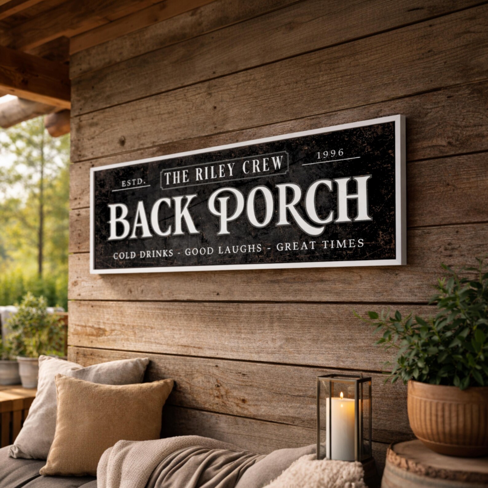 Personalized Back Porch Sign, Custom Family Name Patio Decor, Rustic ...