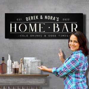 Home Bar Sign for Home Bar Personalized Bar &amp; Lounge Sign Modern Bar ...