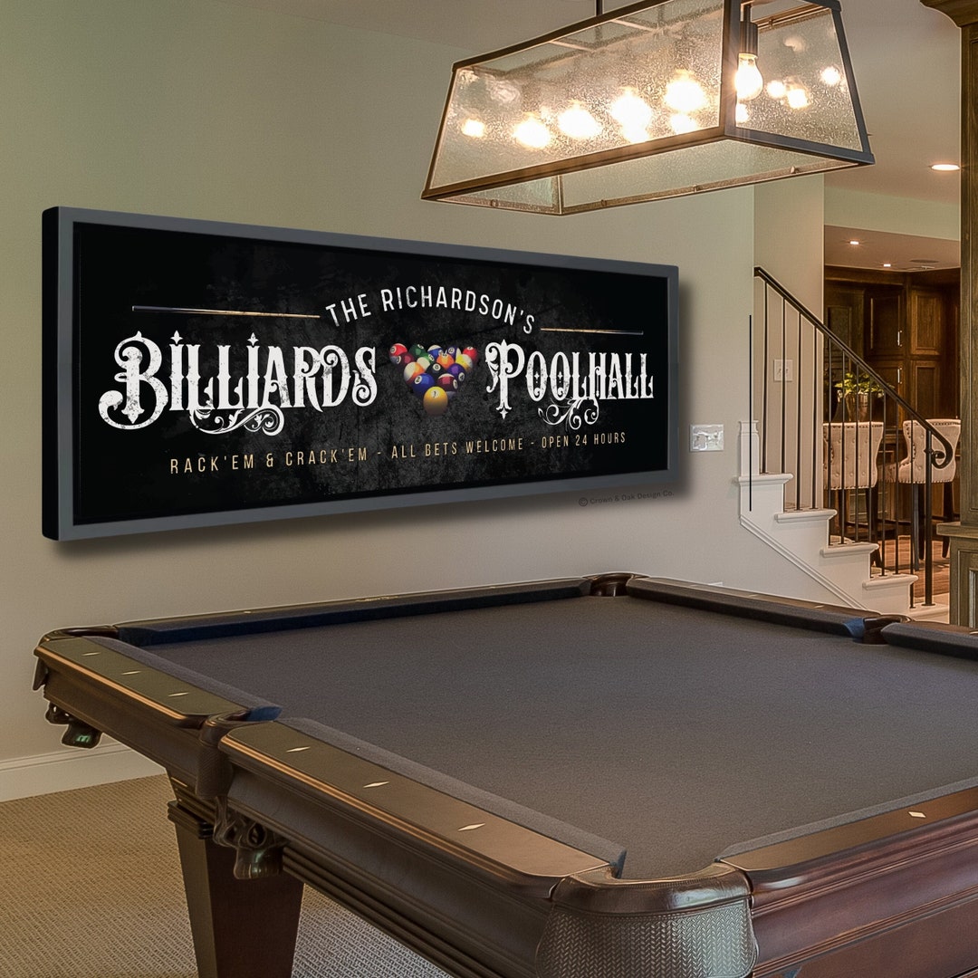 Billiards Sign Personalized Poolhall Sign for Game Room Etsy