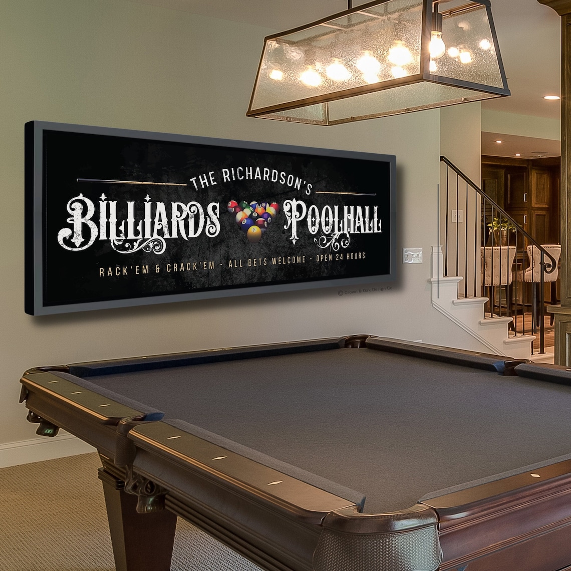 Billiards Sign Personalized Poolhall Sign for Game Room Etsy