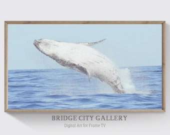 Samsung Frame TV Art, Coastal, Hawaii, Humpback Whale, Whale Breaching, Ocean, Seascape, Art for Frame TV, Instant Download
