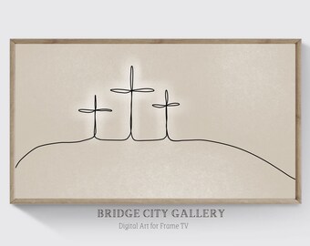 Samsung Frame TV Art Easter, Neutral Easter Decor, Three Crosses, Minimal, Modern, Easter Artwork for Frame TV, Instant Digital Download