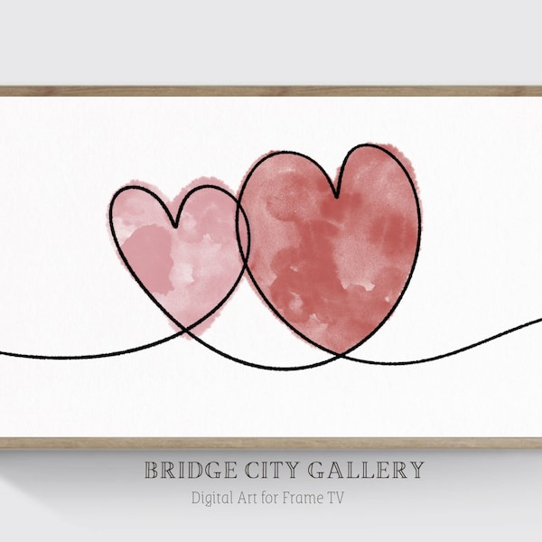 Samsung Frame TV Art Valentine's Day, Romantic, Hearts, Cute, Minimal Valentines Day Decor, Watercolor, Art for Frame TV, Instant Download